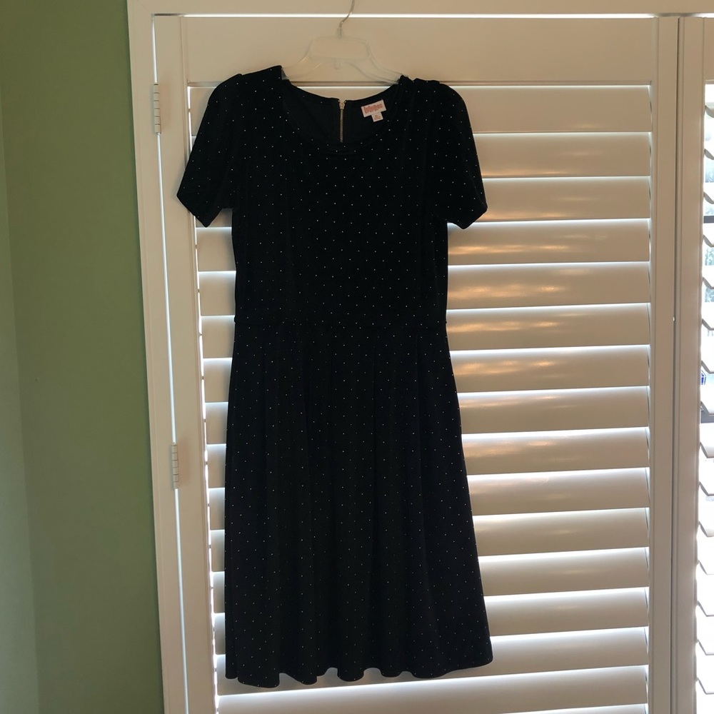 black and white polka dot LulaRoe dress
